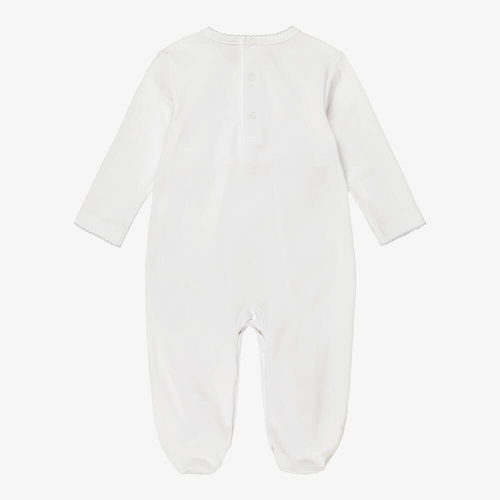 Kissy Kissy-Boys White Hand-Smocked Babygrow | Childrensalon