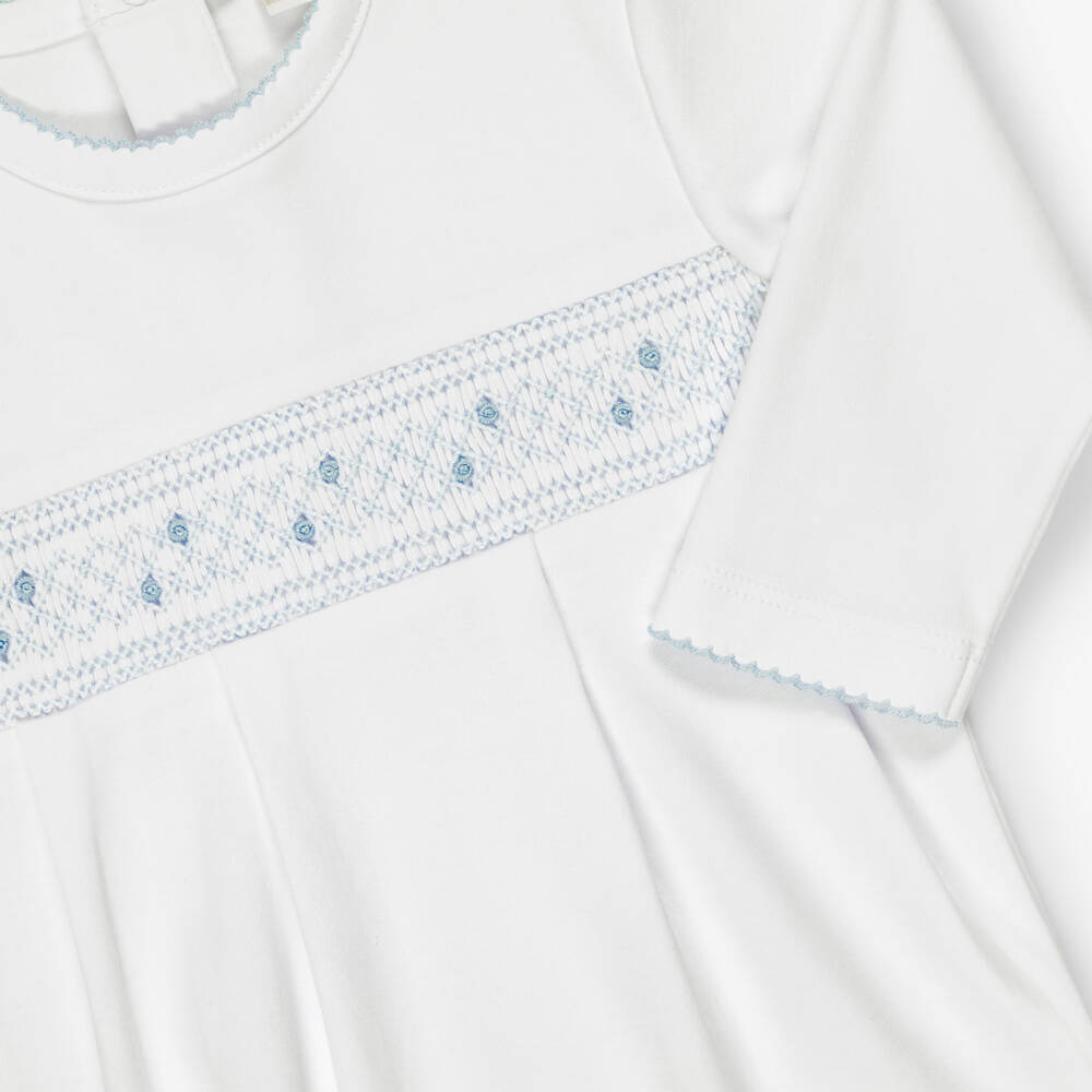 Kissy Kissy-Boys White Hand-Smocked Babygrow | Childrensalon