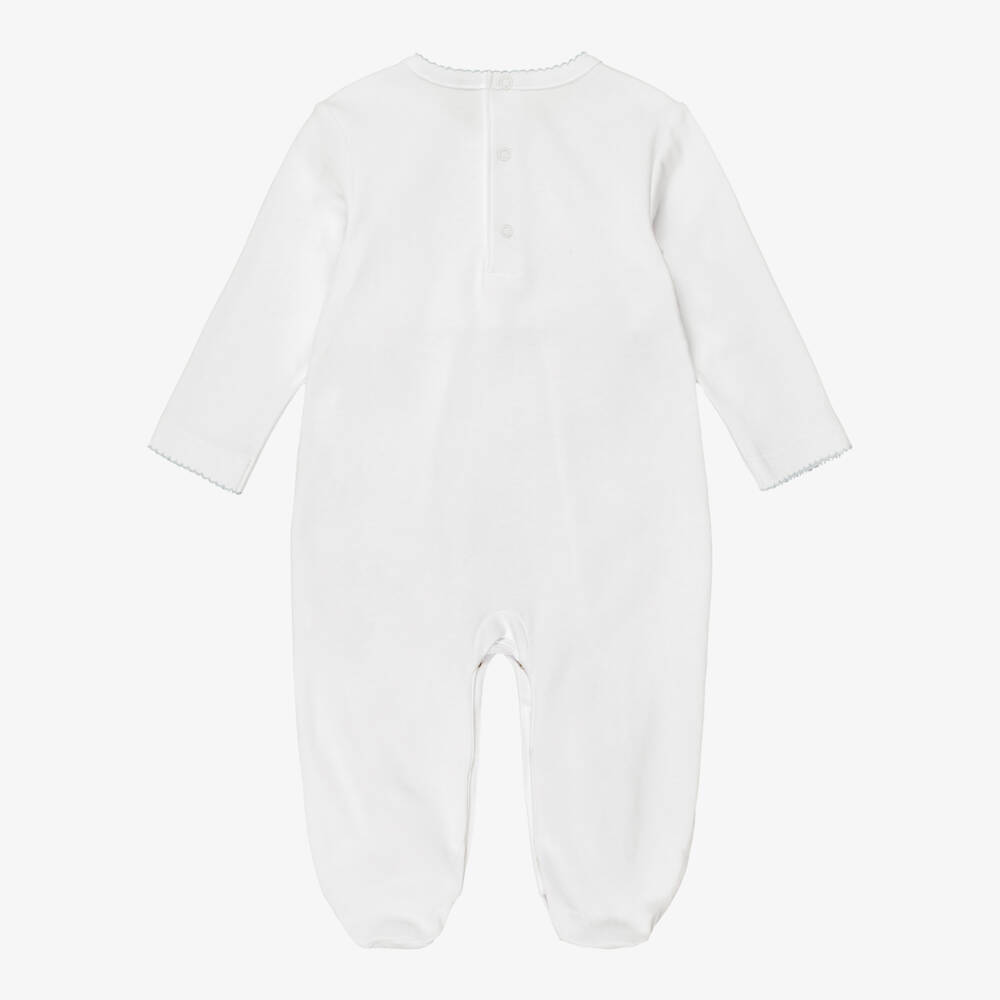 Kissy Kissy-Boys White Hand-Smocked Babygrow | Childrensalon