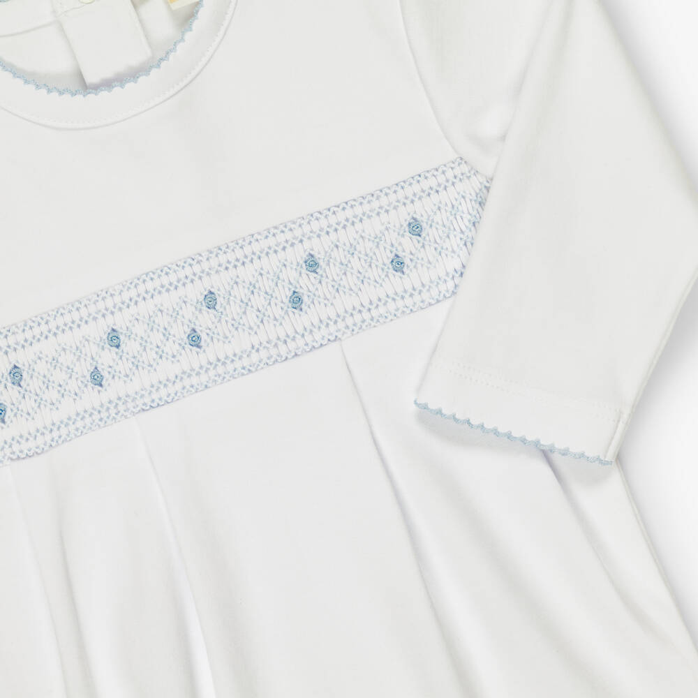 Kissy Kissy-Boys White Hand-Smocked Babygrow | Childrensalon