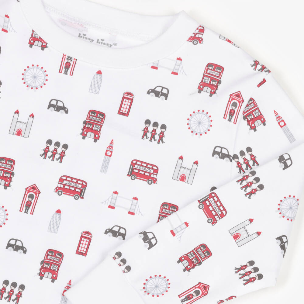 Kissy Kissy-بيجاما مغامرات لندن بيضاء للأولاد | Childrensalon