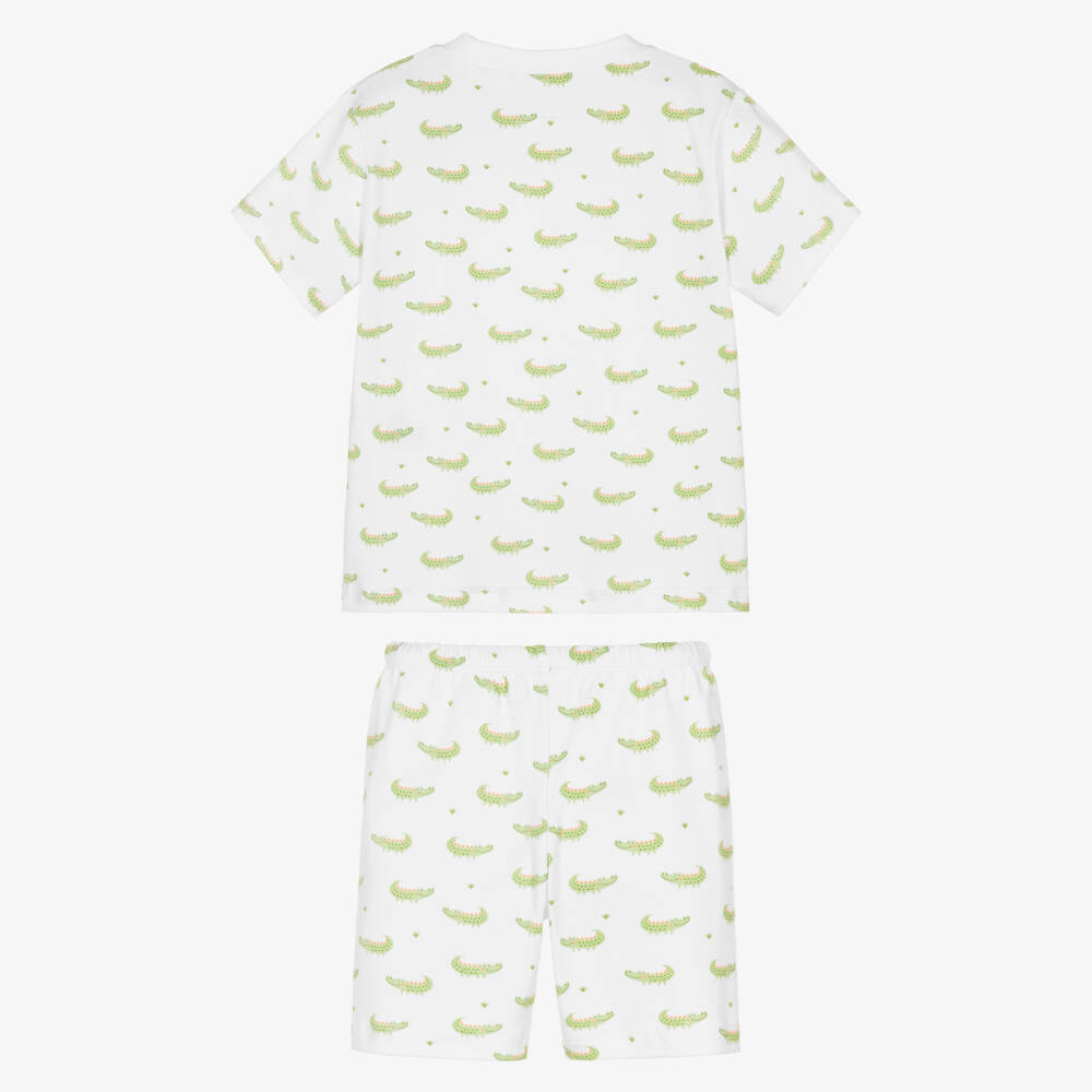 Kissy Kissy-Boys White Pima Cotton Crocodile Camp Short Pyjamas | Childrensalon