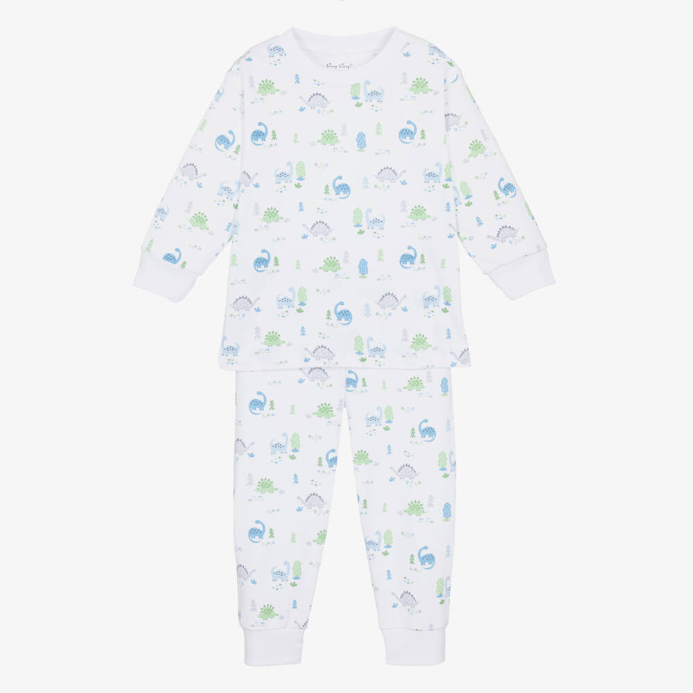 Kissy Kissy-Boys White Pima Cotton Dinosaur Era Pyjamas | Childrensalon