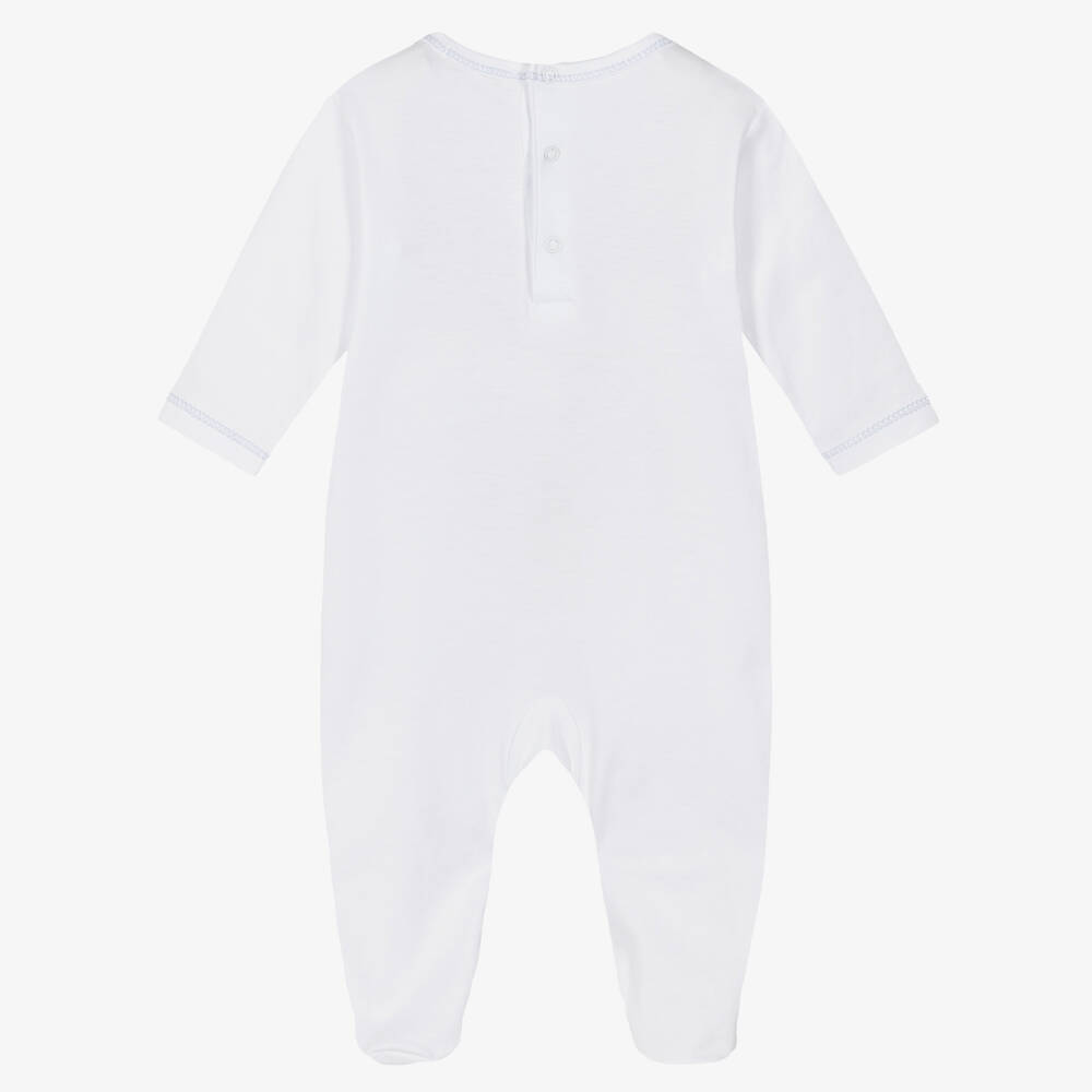 Kissy Kissy-Boys White Pima Cotton Hand-Smocked Babygrow | Childrensalon