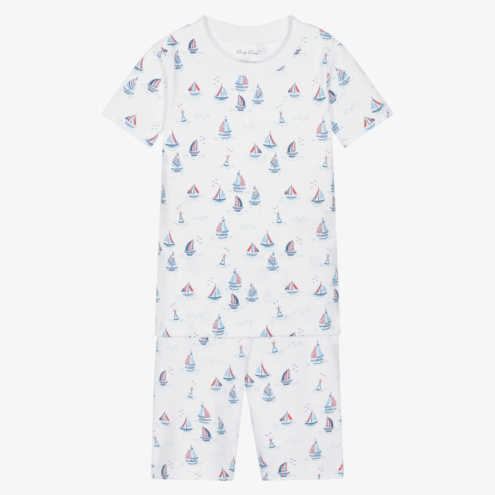 Kissy Kissy-Boys White Pima Cotton Jersey Regatta Pyjamas | Childrensalon