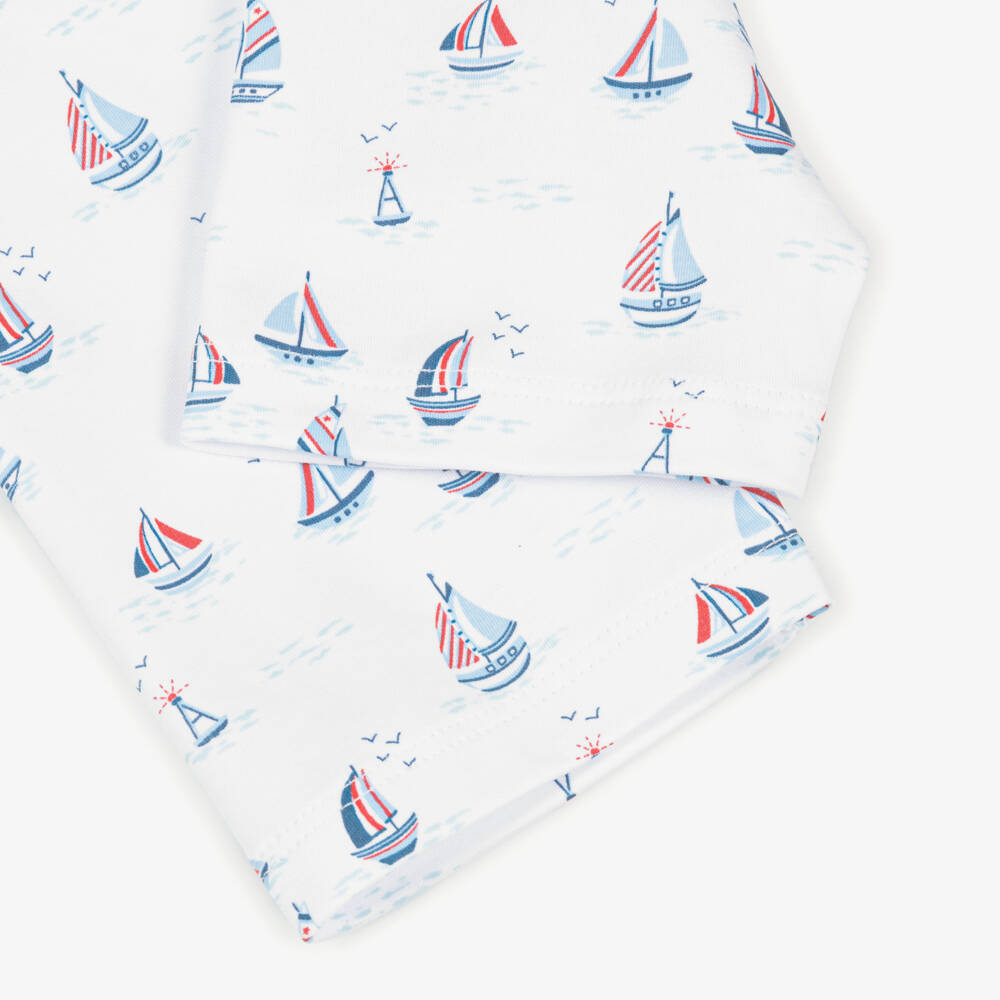 Kissy Kissy-Boys White Pima Cotton Jersey Regatta Pyjamas | Childrensalon