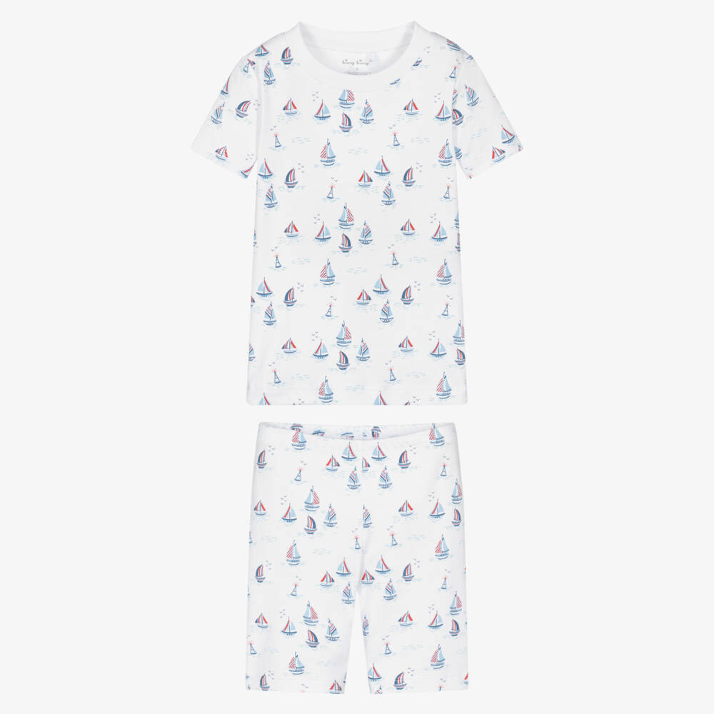 Kissy Kissy-Boys White Pima Cotton Jersey Regatta Pyjamas | Childrensalon