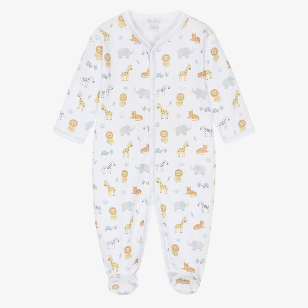 Kissy Kissy-Boys White Pima Cotton Jungle Hang Out Print Babygrow | Childrensalon