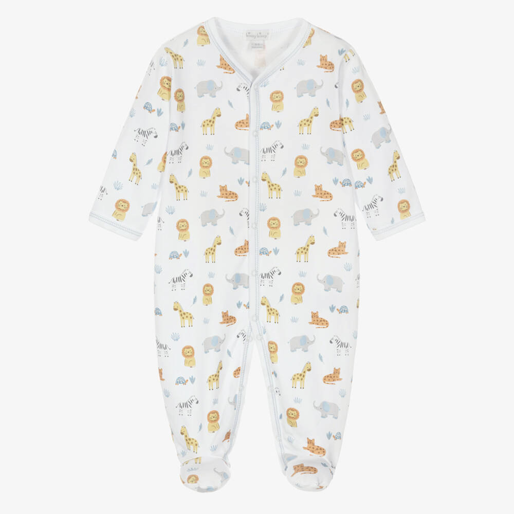 Kissy Kissy-Boys White Pima Cotton Jungle Hang Out Print Babygrow | Childrensalon