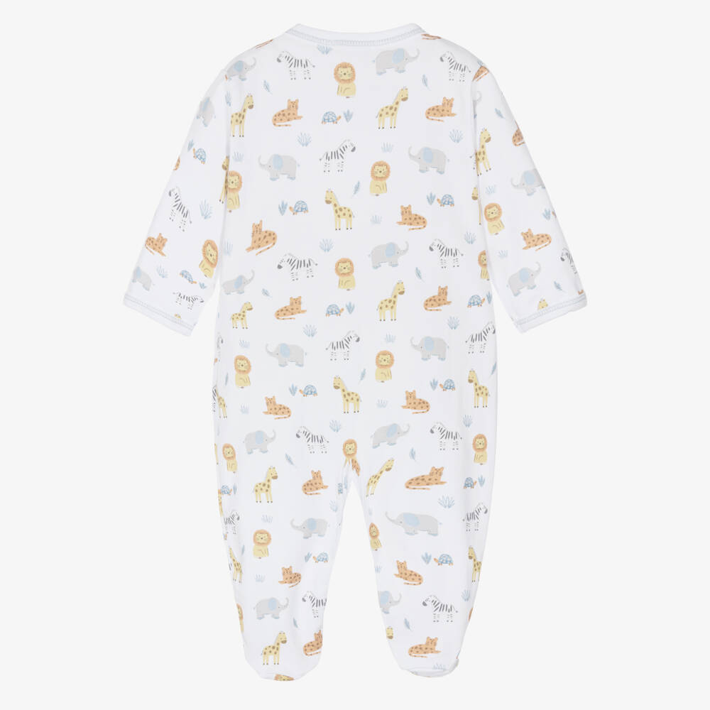 Kissy Kissy-Boys White Pima Cotton Jungle Hang Out Print Babygrow | Childrensalon