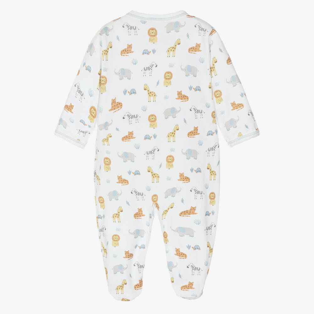 Kissy Kissy-Boys White Pima Cotton Jungle Hang Out Print Babygrow | Childrensalon