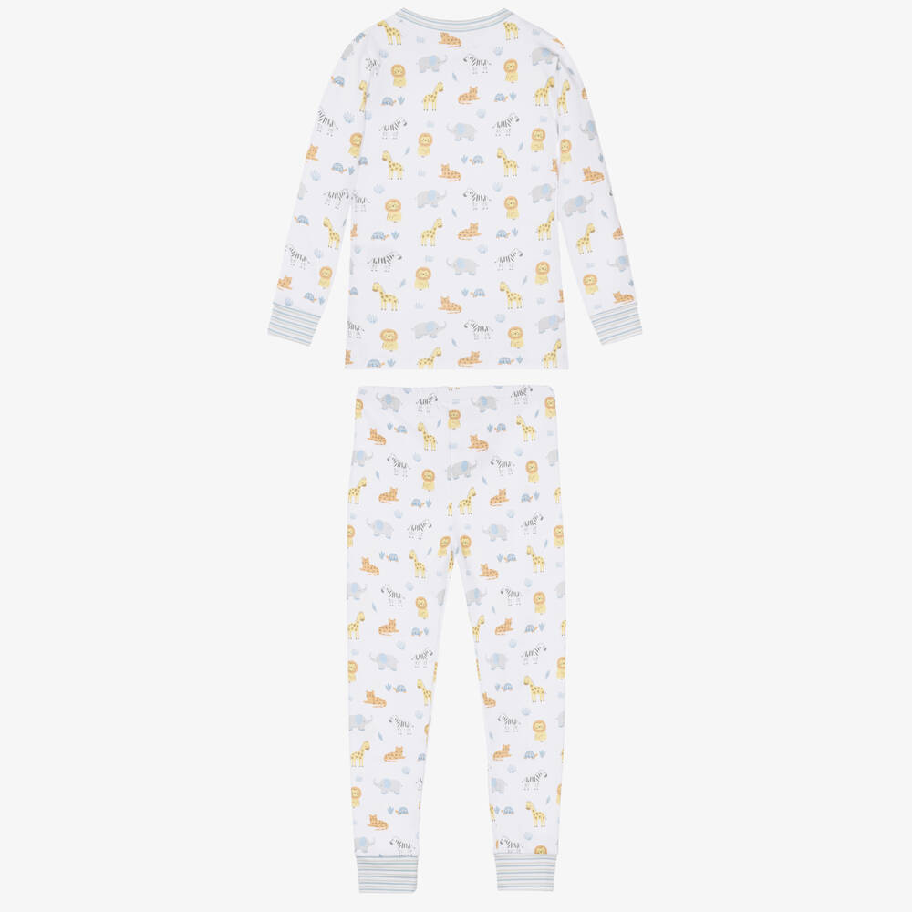 Kissy Kissy-Boys White Pima Cotton Jungle Hang Out Print Pyjamas | Childrensalon