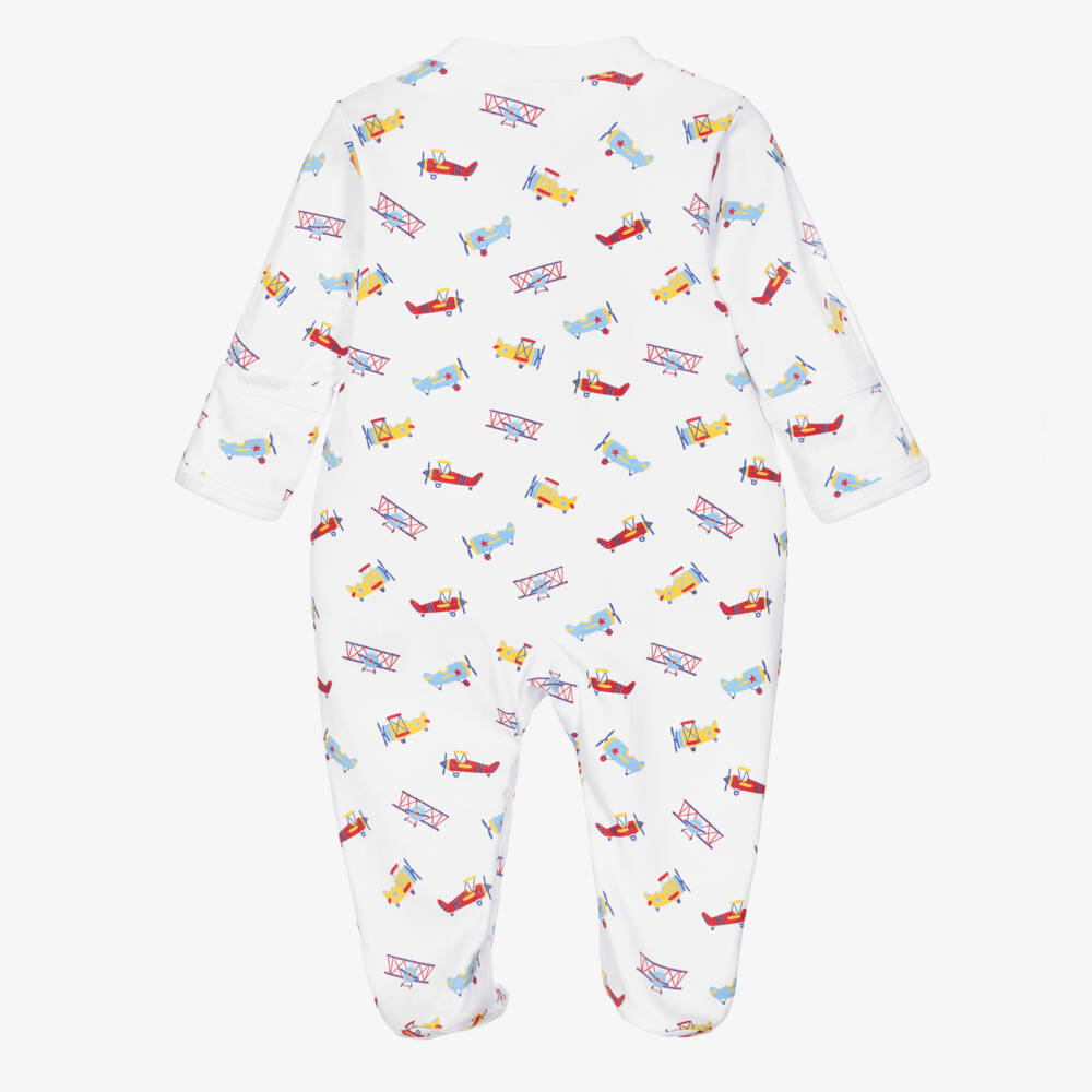 Kissy Kissy-Boys White Pima Cotton Lets Fly Away Babygrow | Childrensalon