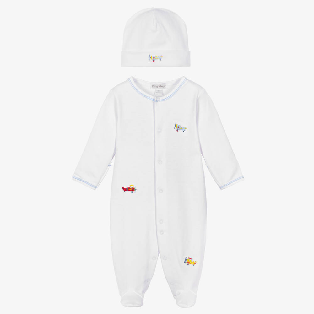 Kissy Kissy-Boys White Pima Cotton Lets Fly Away Babysuit Set | Childrensalon