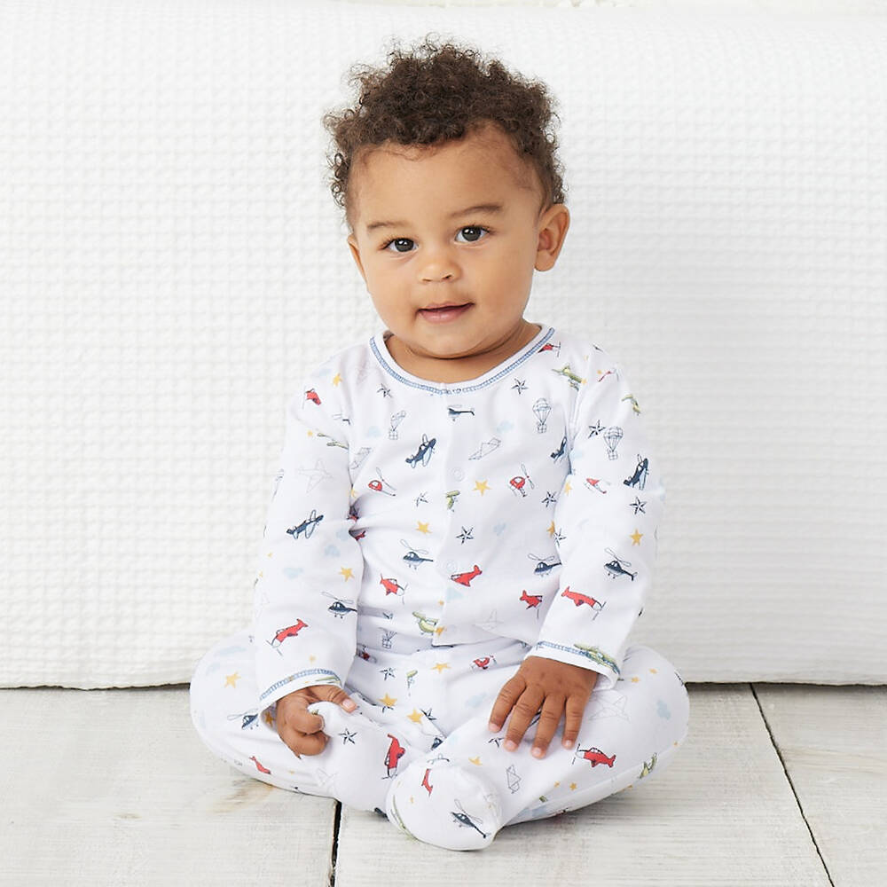 Kissy Kissy-Boys White Pima Cotton Planes Babysuit Gift Set | Childrensalon