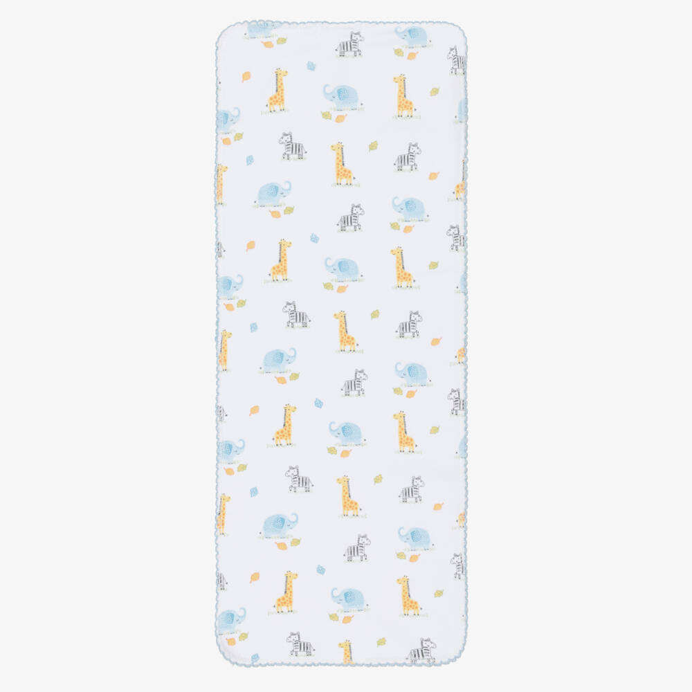 Kissy Kissy-Boys White Pima Cotton Safari Bunch Burp Cloth (48cm) | Childrensalon