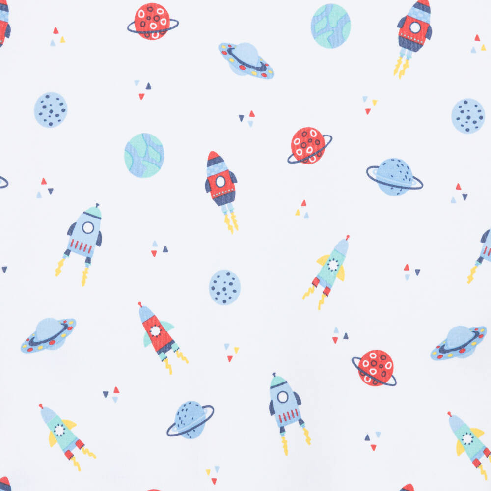 Kissy Kissy-Boys White Pima Cotton Space Dreams Pyjamas | Childrensalon