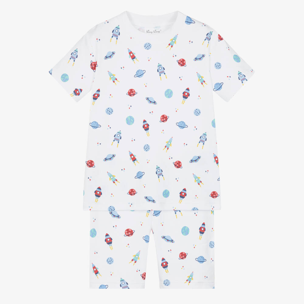 Kissy Kissy-Boys White Pima Cotton Space Dreams Pyjamas | Childrensalon