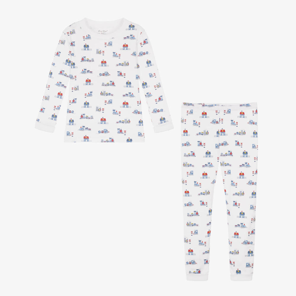 Kissy Kissy-Boys White Pima Cotton Toot Toot Pyjamas | Childrensalon