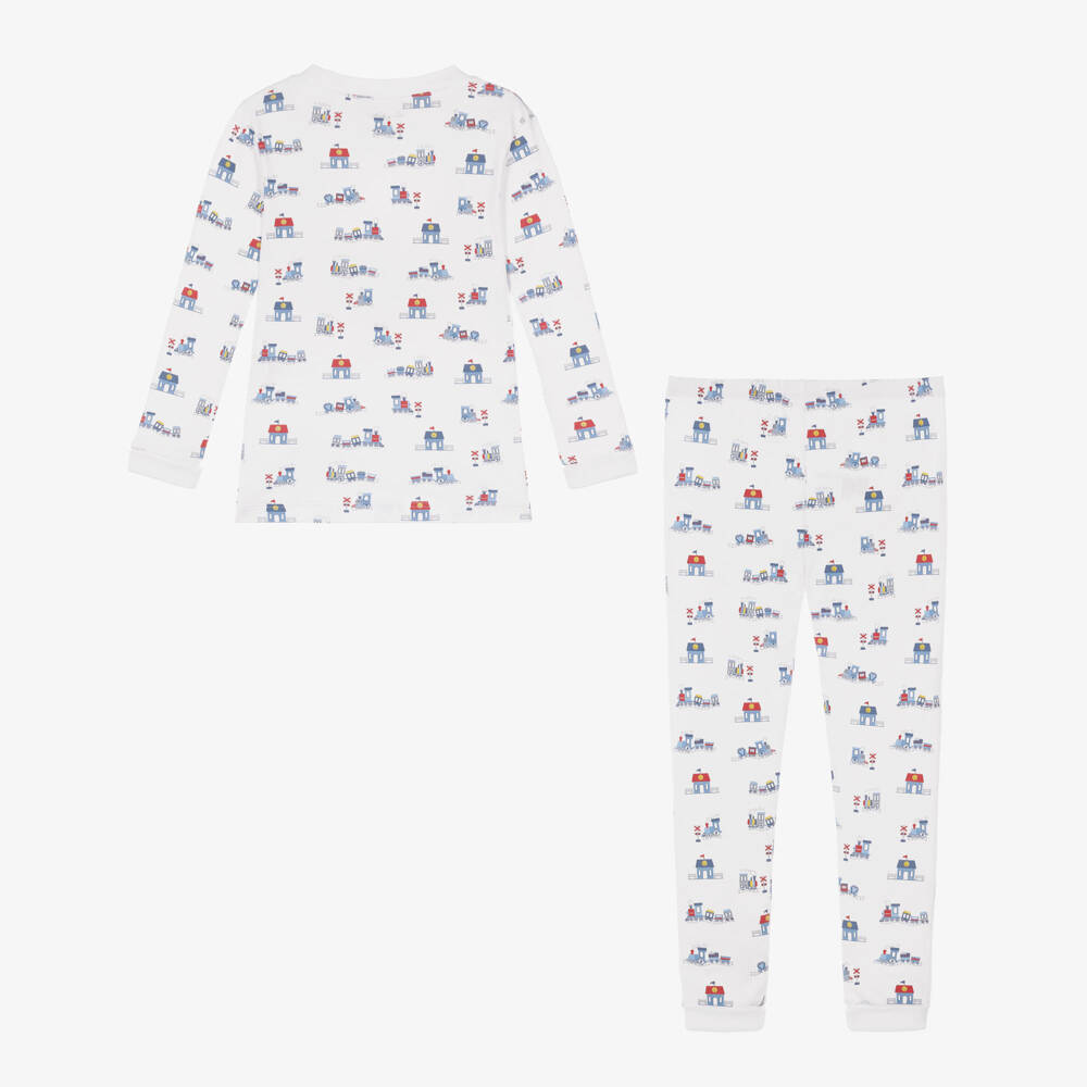 Kissy Kissy-Boys White Pima Cotton Toot Toot Pyjamas | Childrensalon