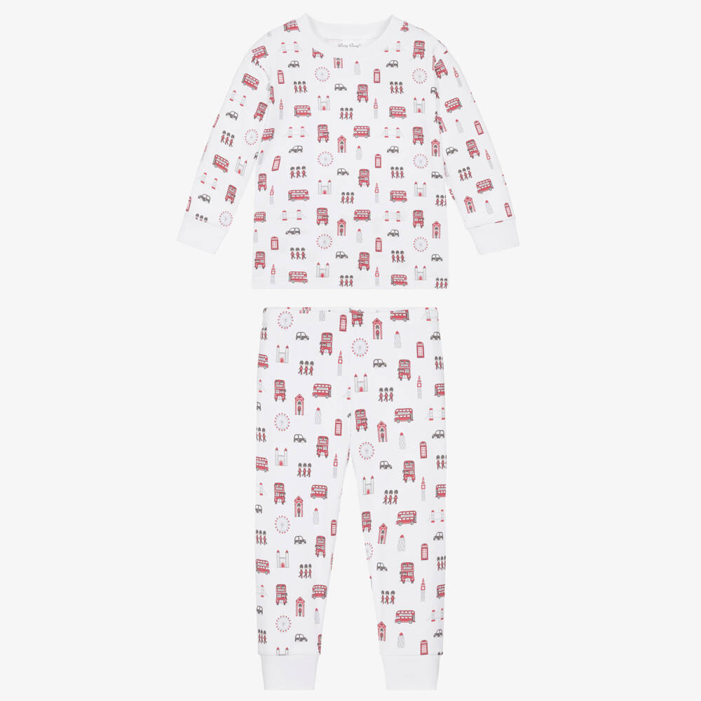 Kissy Kissy-Boys White & Red Lively London Pima Cotton Pyjamas | Childrensalon