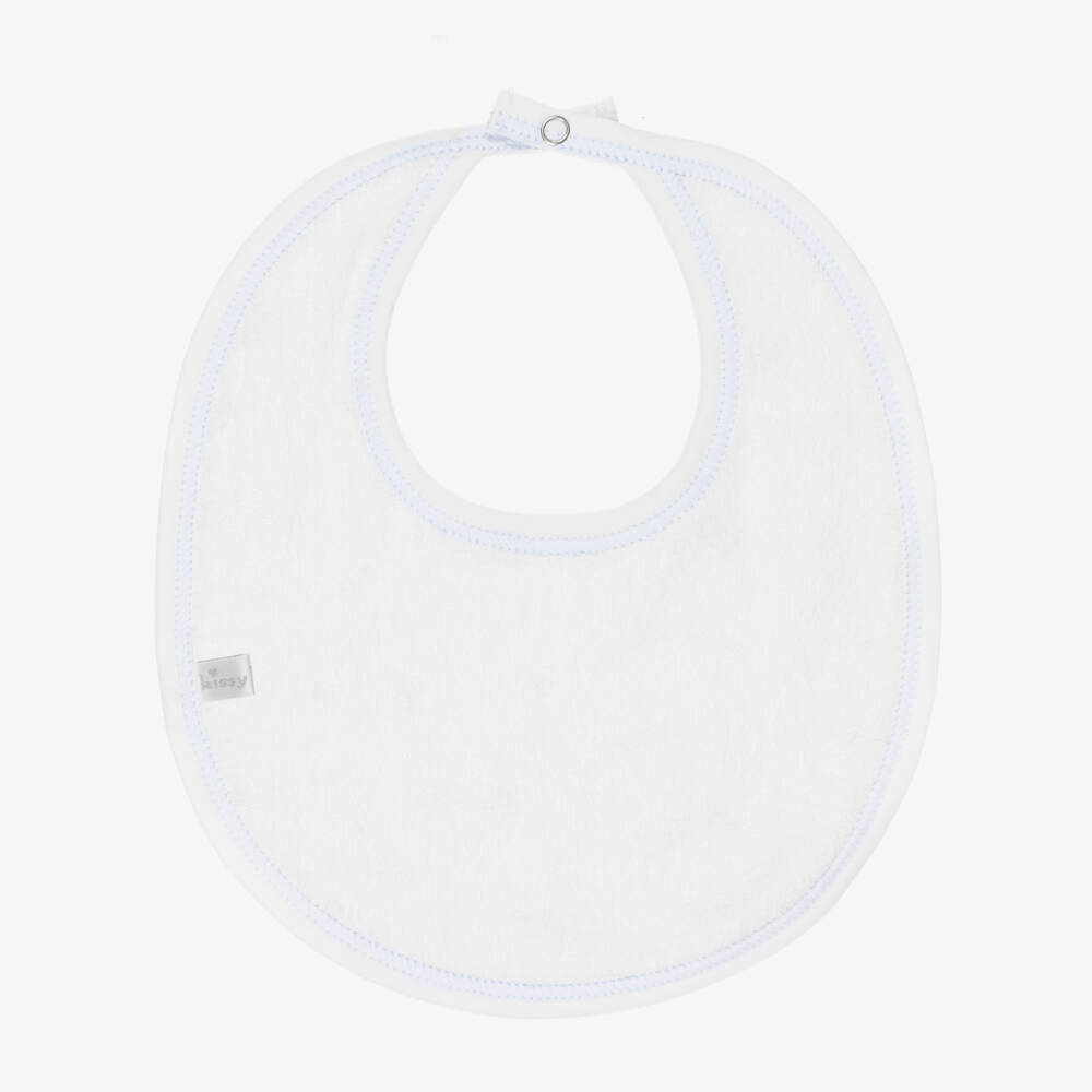 Kissy Kissy- Boys White Sizzling Speedway Pima Cotton Bib with Car Print | Childrensalon