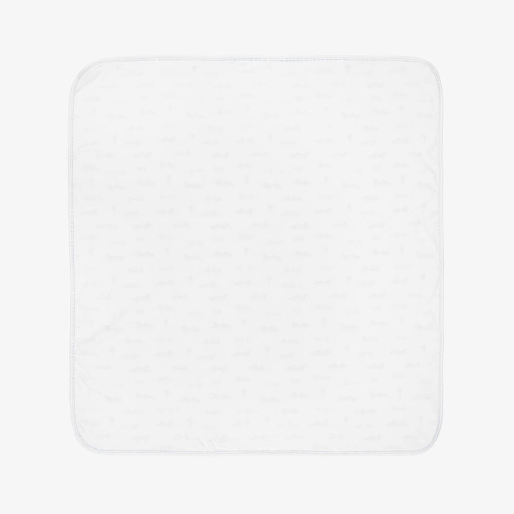 Kissy Kissy- Boys White Sizzling Speedway Pima Cotton Blanket (73cm) | Childrensalon