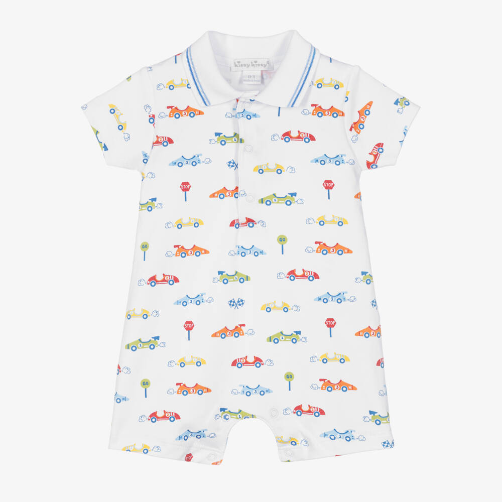 Kissy Kissy-Песочник белый из хлопка пима Sizzling Speedway для мальчиков | Childrensalon