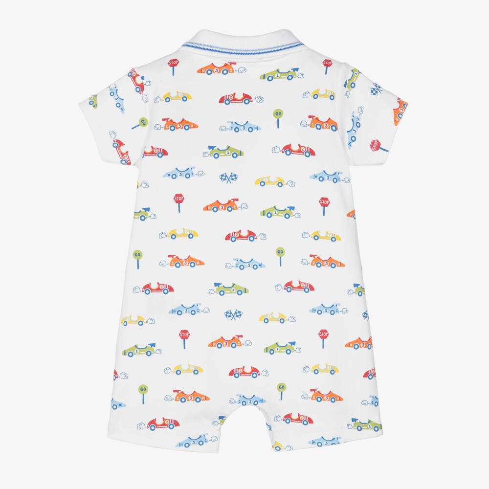 Kissy Kissy- Boys White Sizzling Speedway Pima Cotton Shortie | Childrensalon