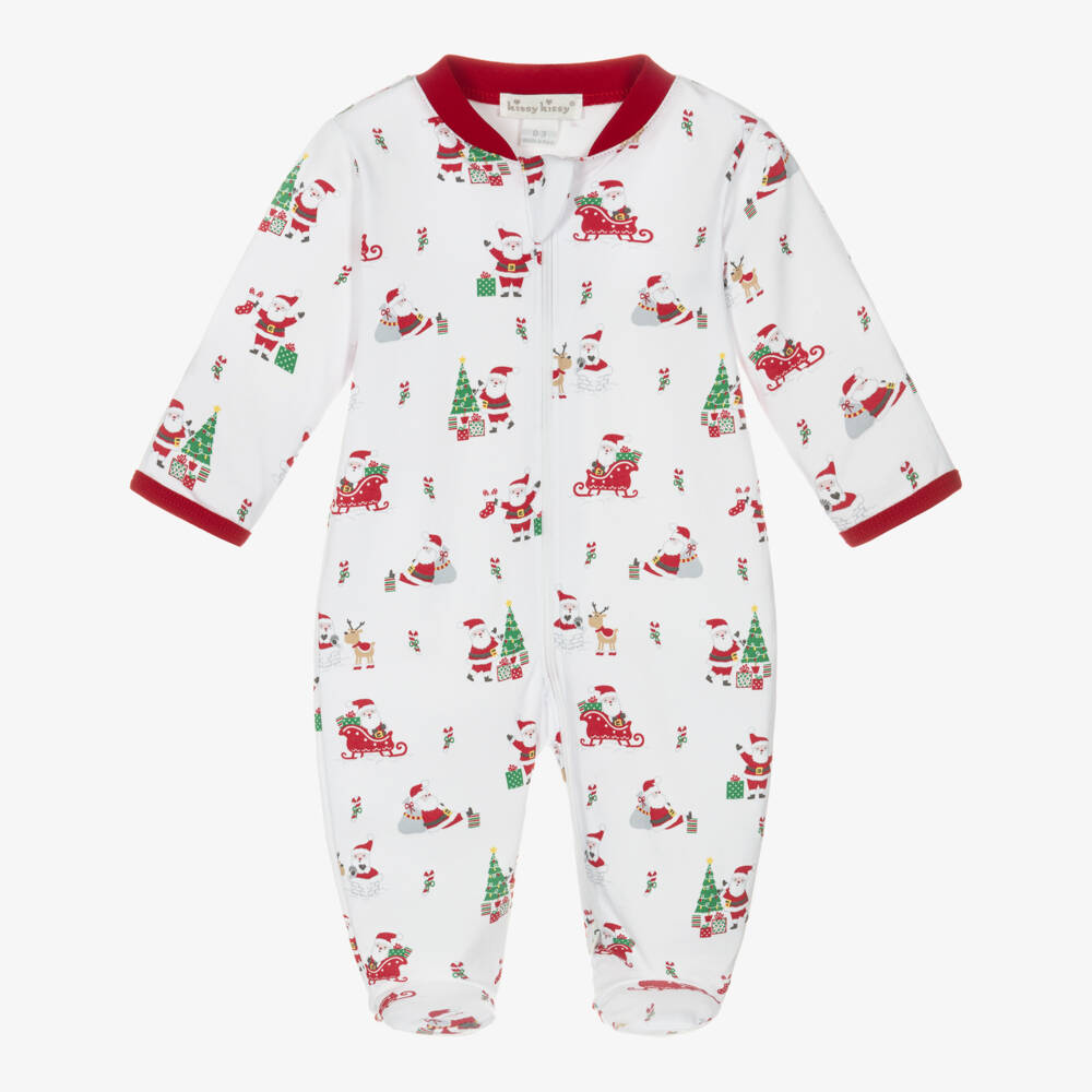 Kissy Kissy-Festive Red & White Christmas Babygrow | Childrensalon