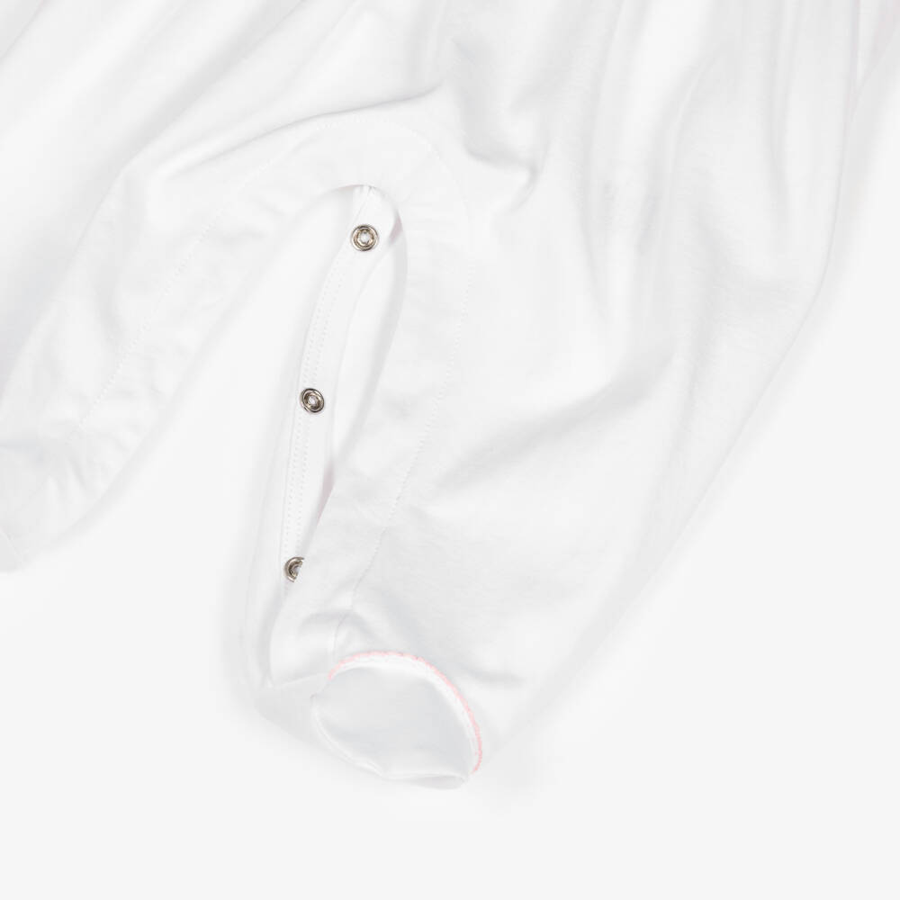 Kissy Kissy-Girl White Pima Cotton Hand-Smocked Babygrow | Childrensalon