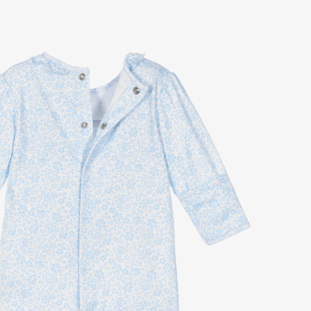 Kissy Kissy-Girls Blue Floral Pima Cotton Country Gardens Babygrow | Childrensalon