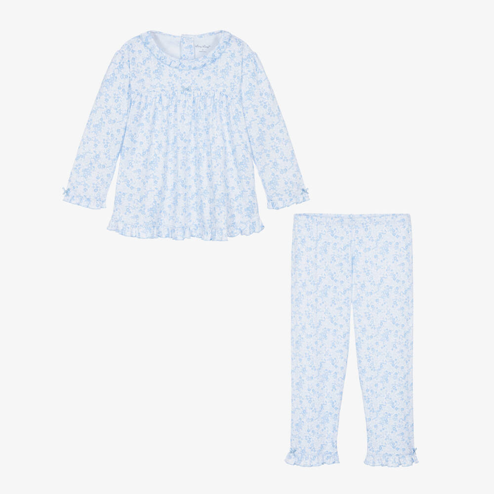 Kissy Kissy-Girls Blue Floral Pima Cotton Pyjamas | Childrensalon