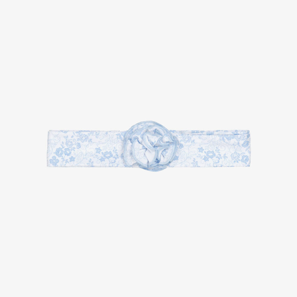 Kissy Kissy-Girls Blue Floral Pima Headband | Childrensalon