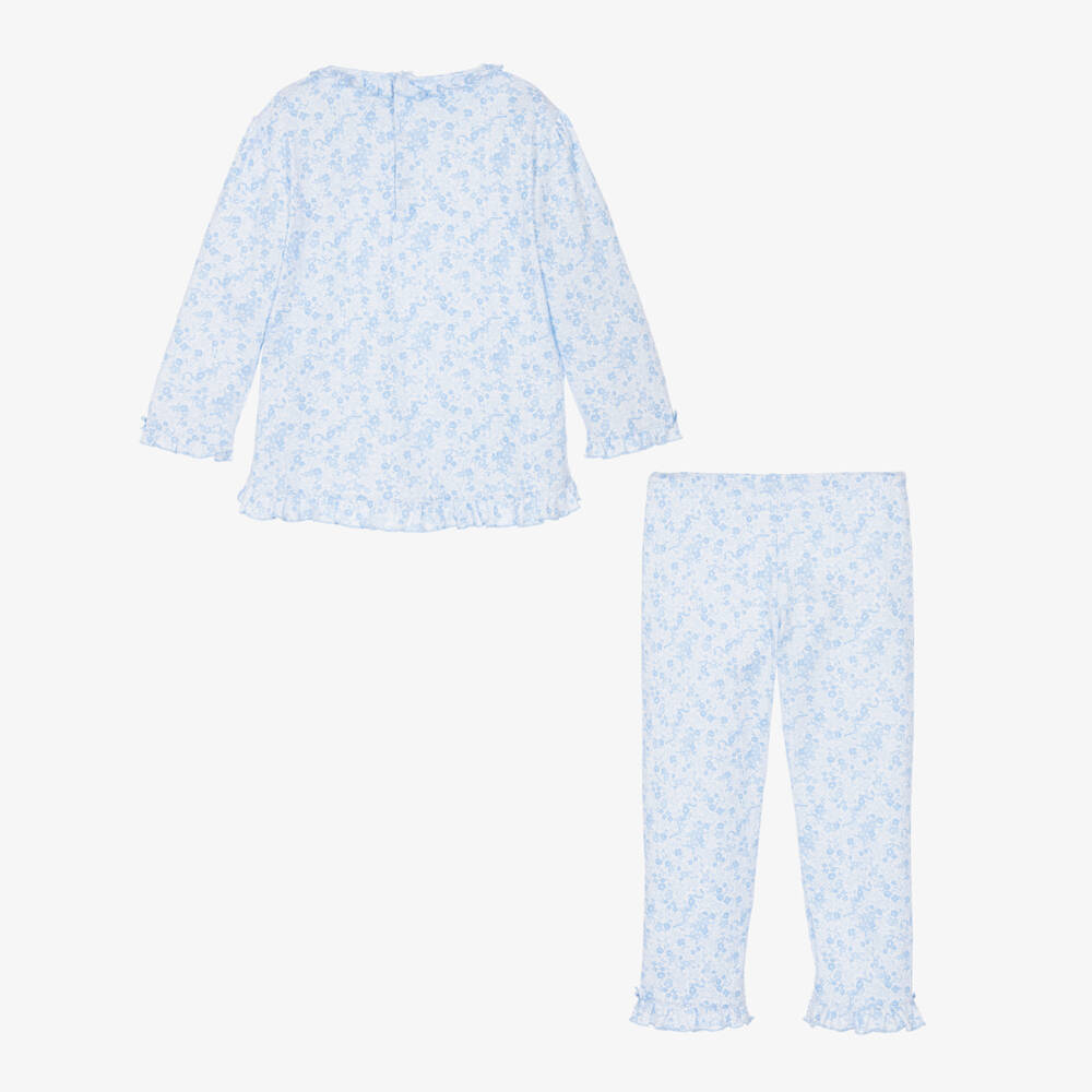 Kissy Kissy-Girls Blue Old English Roses Pima Cotton Pyjamas | Childrensalon