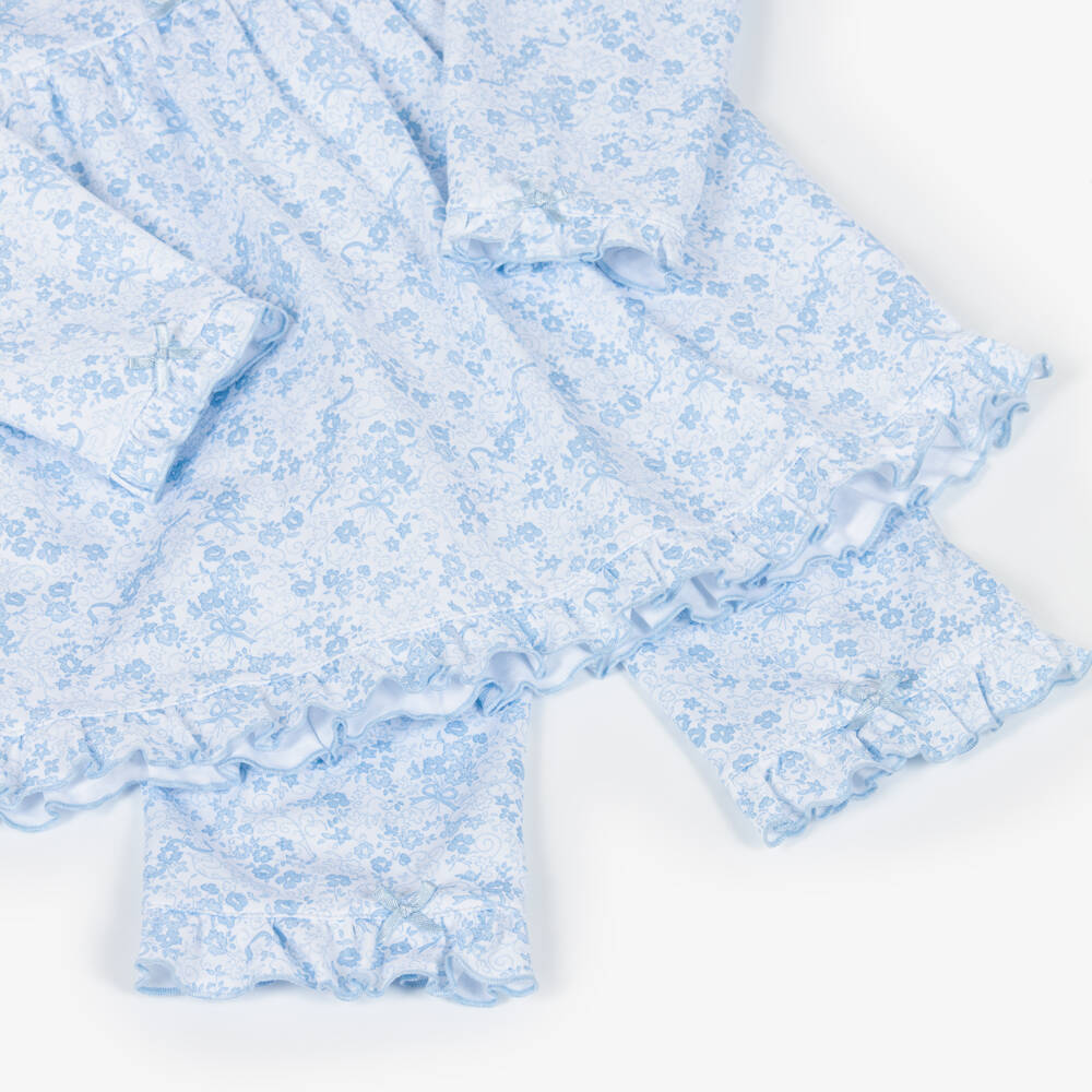 Kissy Kissy-Girls Blue Old English Roses Pima Cotton Pyjamas | Childrensalon