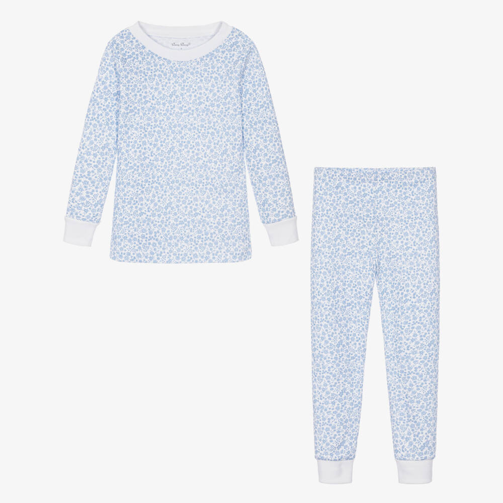 Kissy Kissy-Girls Blue Pima Cotton Fall Blooms Pyjamas | Childrensalon