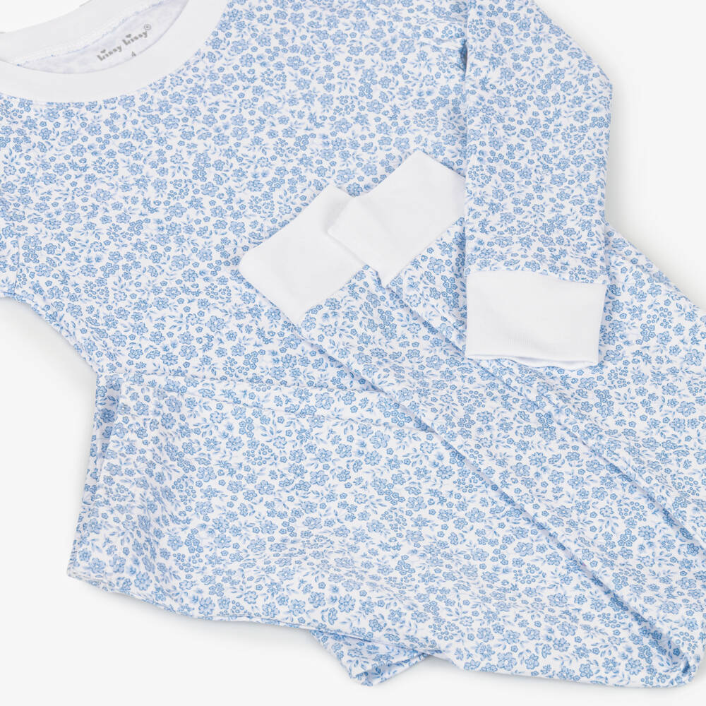 Kissy Kissy-Girls Blue Pima Cotton Fall Blooms Pyjamas | Childrensalon