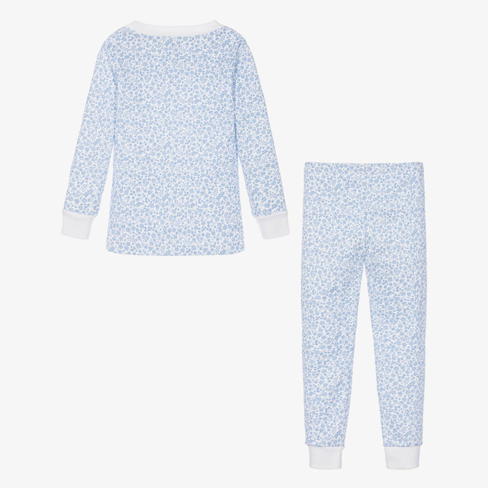 Kissy Kissy-Girls Blue Pima Cotton Fall Blooms Pyjamas | Childrensalon