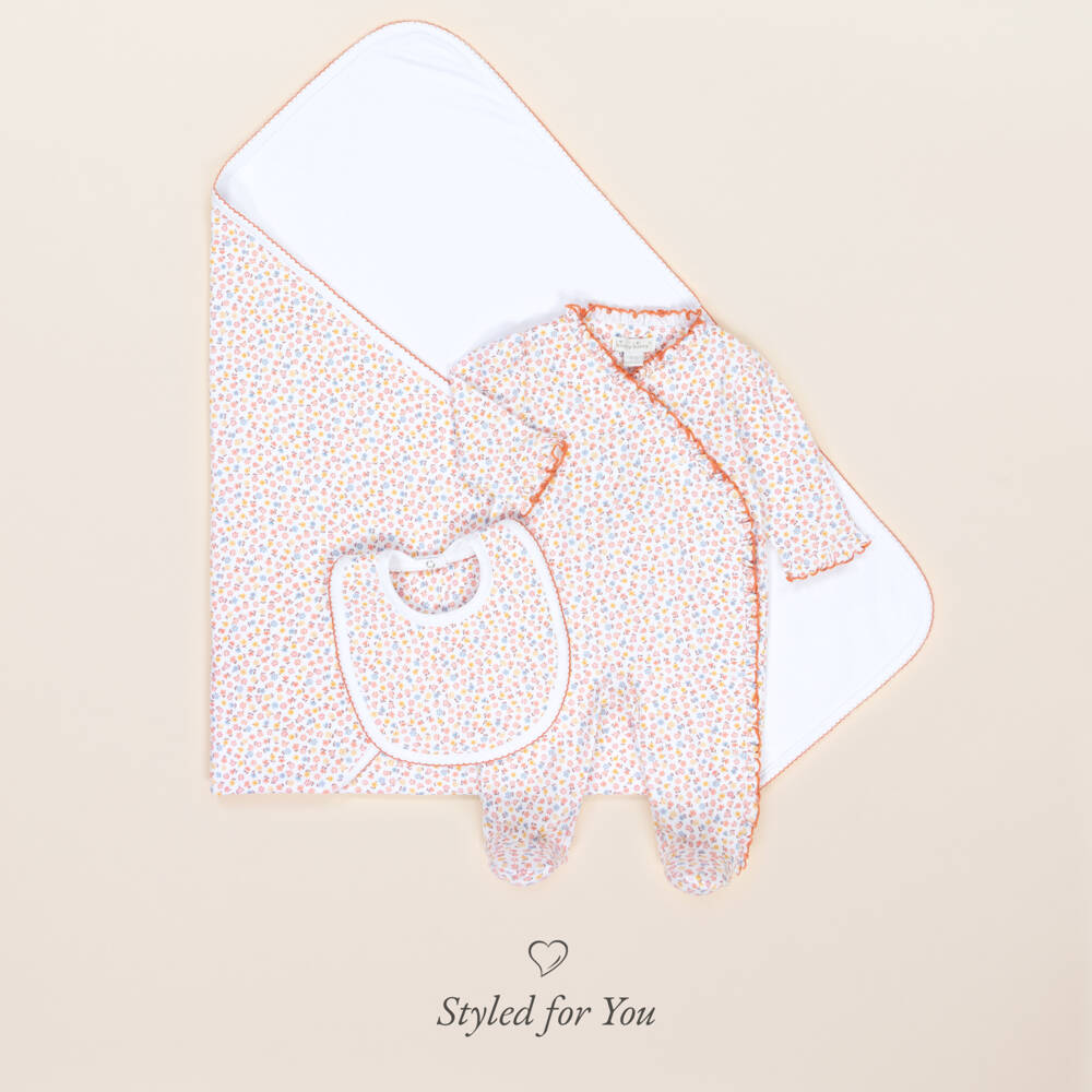 Kissy Kissy-Girls Orange Floral Cotton Blanket | Childrensalon