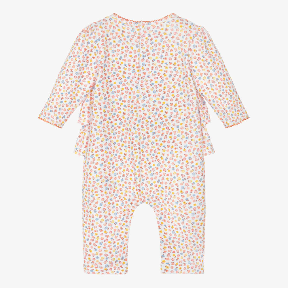 Kissy Kissy-Оранжевый хлопковый ромпер с цветочным узором для девочек | Childrensalon