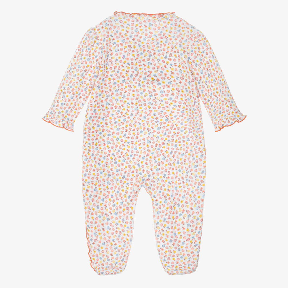 Kissy Kissy-بيجامة أطفال بنات برتقالية مزينة بالزهور من قطن بيما النقي | Childrensalon