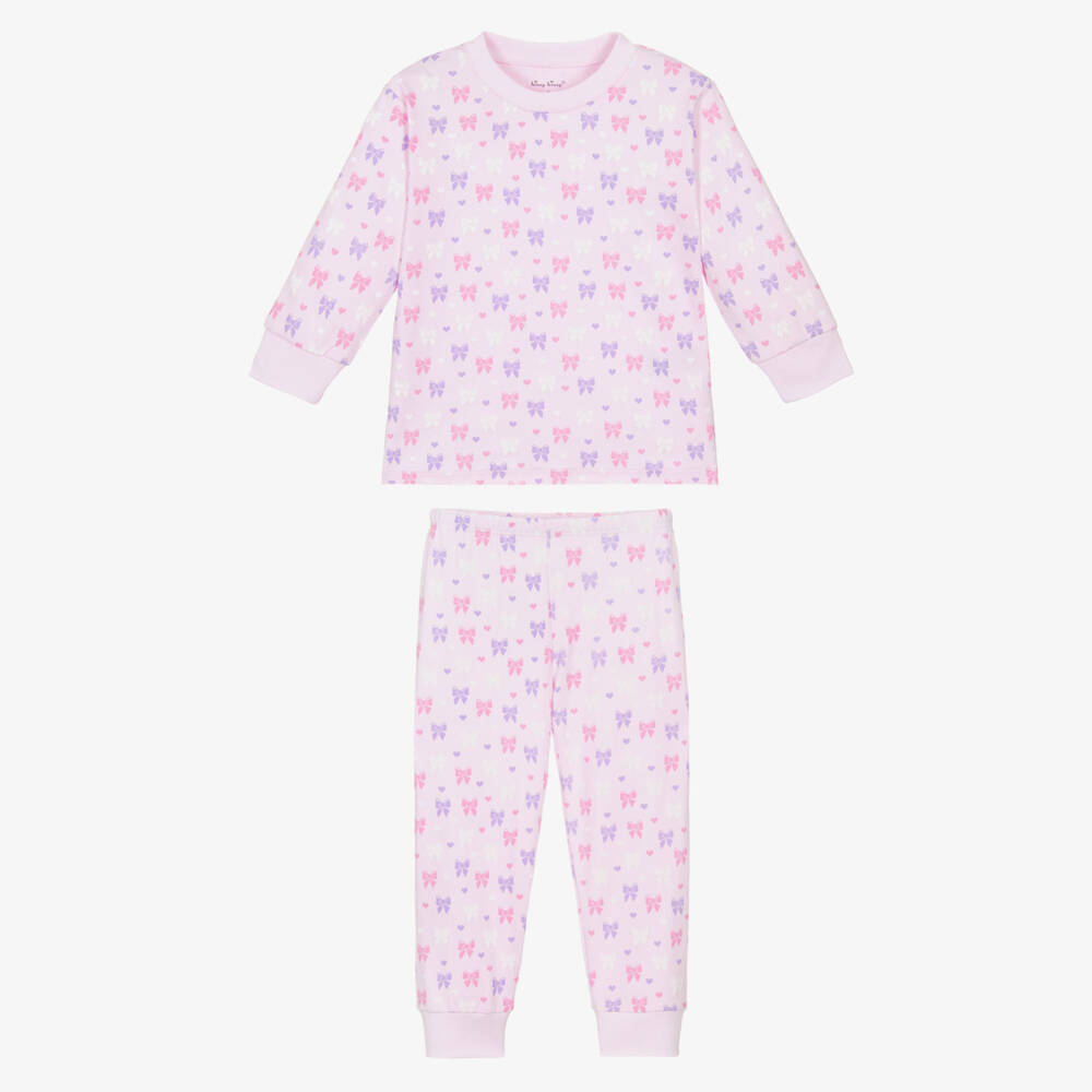 Kissy Kissy-Girls Pink Billowy Bows Pima Cotton Pyjamas | Childrensalon