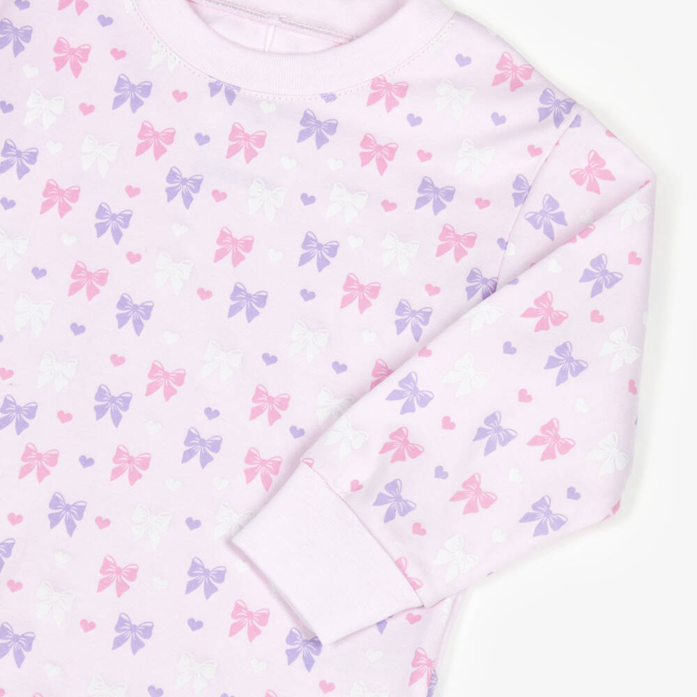 Kissy Kissy-Girls Pink Billowy Bows Pima Cotton Pyjamas | Childrensalon