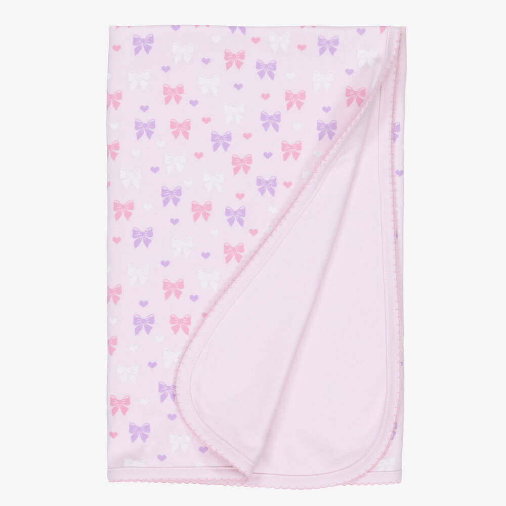 Kissy Kissy-Girls Pink Bow Pima Cotton Blanket | Childrensalon