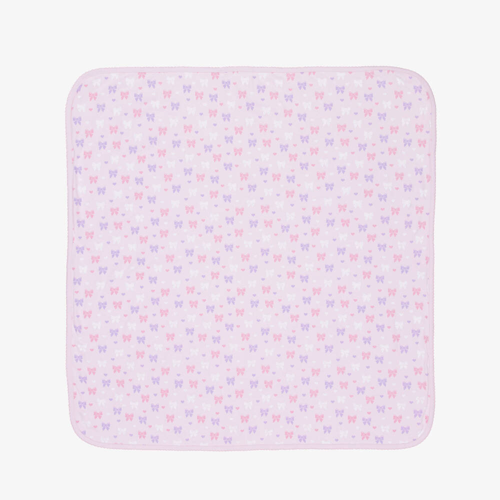 Kissy Kissy-Girls Pink Bow Pima Cotton Blanket | Childrensalon