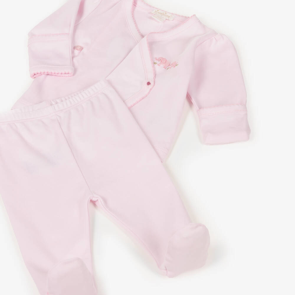 Kissy Kissy-Girls Pink Elephant Pima Babygrow | Childrensalon