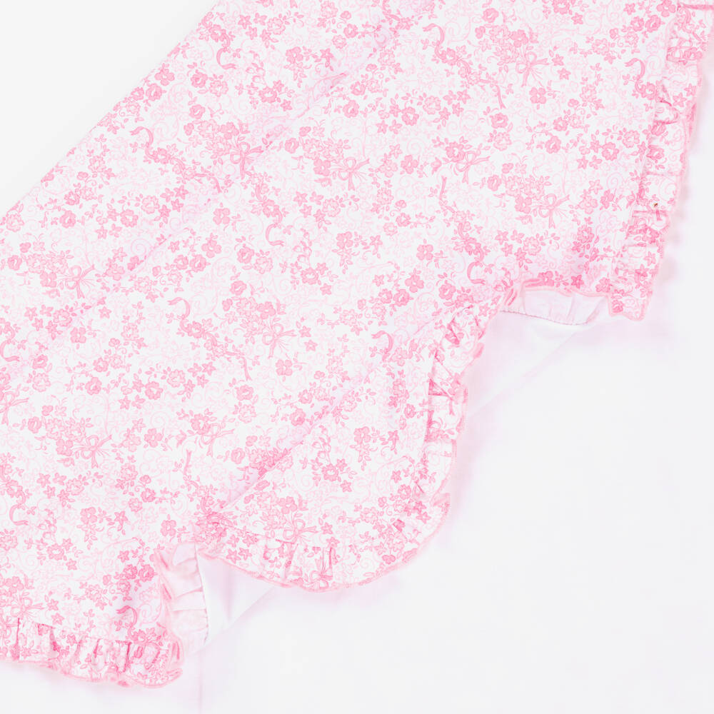 Kissy Kissy-Girls Pink Floral Cotton Blanket | Childrensalon