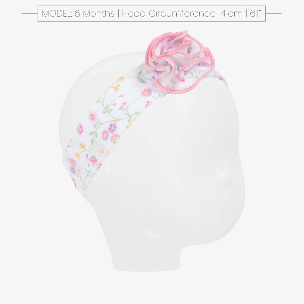 Kissy Kissy-Girls Pink Floral Cotton Headband | Childrensalon