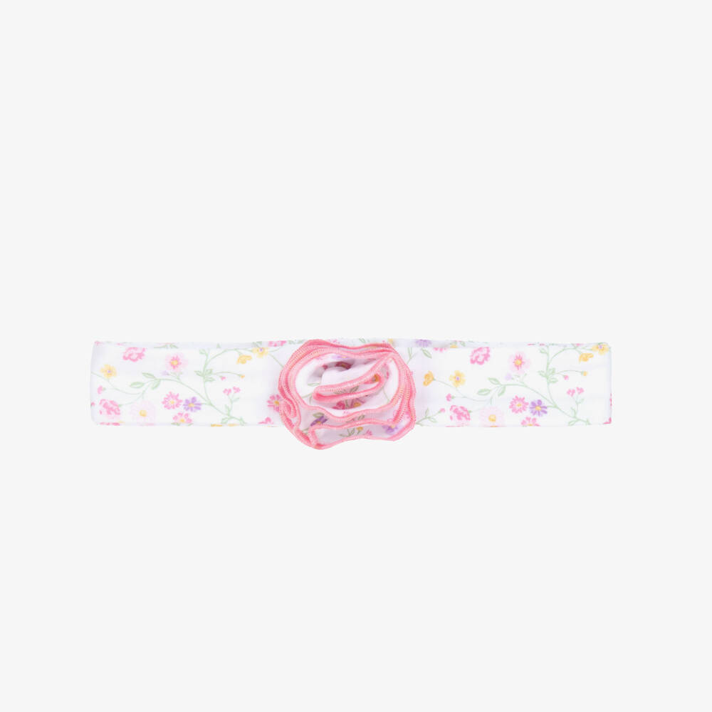 Kissy Kissy-Girls Pink Floral Cotton Headband | Childrensalon